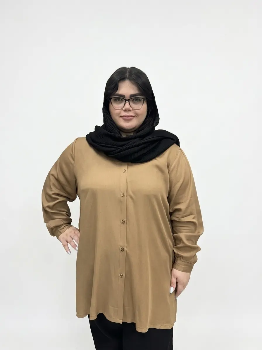 شومیز یقه دار گل بابونه سایز بزرگ
